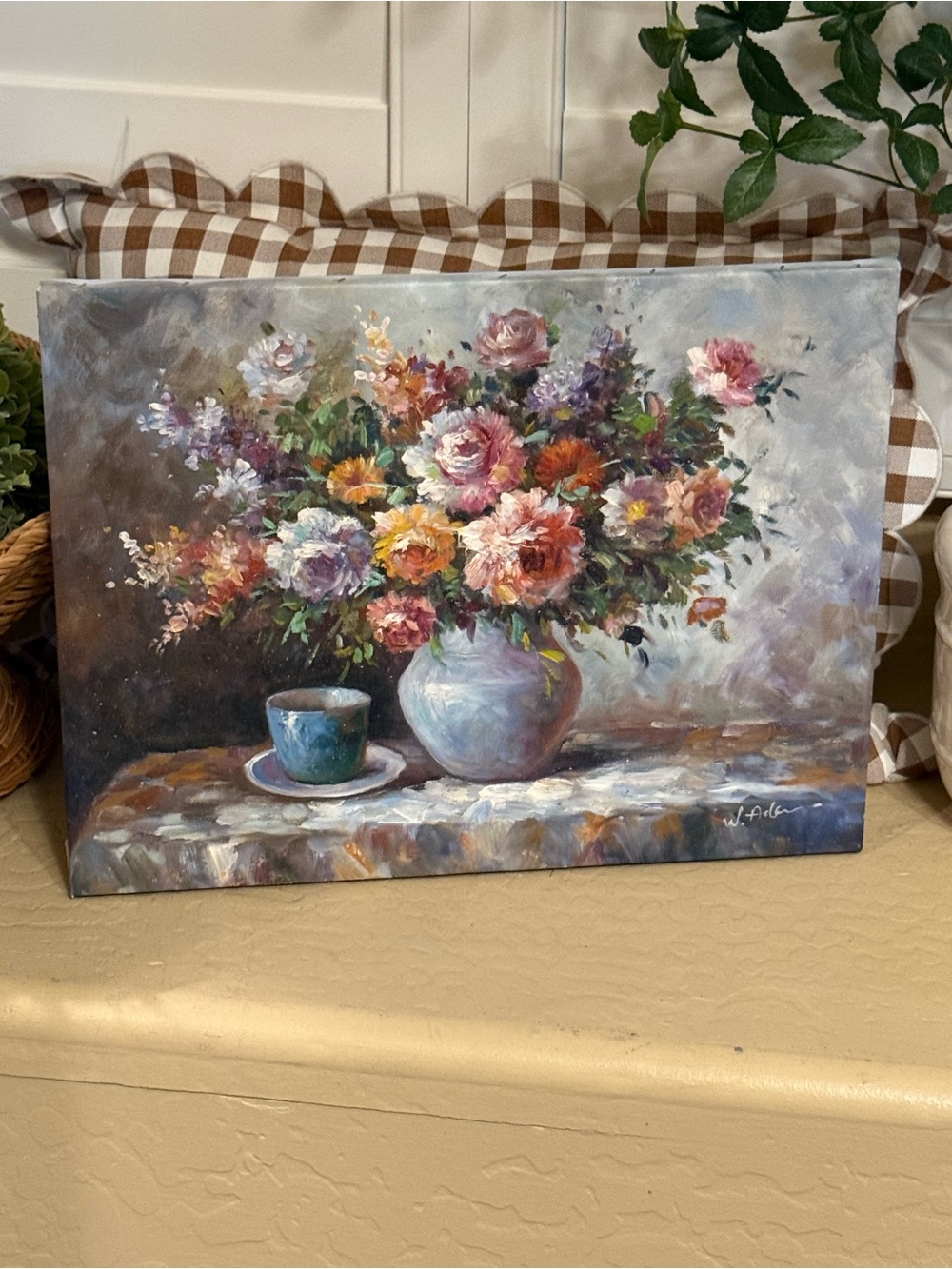 Vintage Signed W. Adam Still Life Floral Painting 12x16 (unframed)
